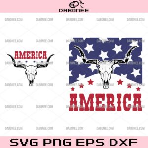 Bull Skull 4th of July SVG, Western Fourth of July SVG, America SVG, Independence Day SVG 4