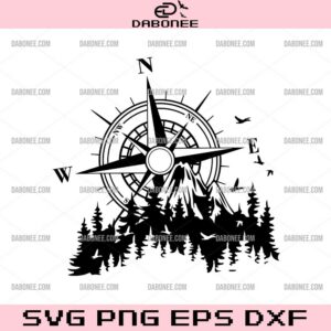 Compass And Mountains SVG, Compass And Forest SVG