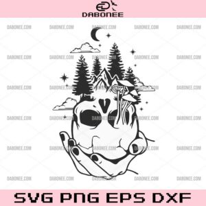 Forest Skull SVG, Hand holding Skull SVG, Skull with forest scene SVG, Skull SVG