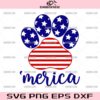 Dog Paw Merica SVG, 4th of July Dog SVG, Dog Paw American Flag SVG