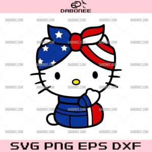 Hello Kitty Bandana American Flag SVG, Hello Kitty 4Th Of July SVG