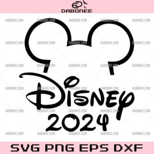 Mickey Head Disney 2024 SVG, Mickey 2024 Silhouette SVG