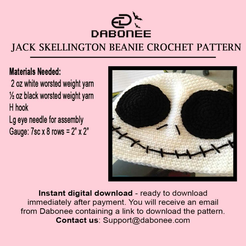 Jack Skellington Beanie Crochet Pattern PDF Instant Download