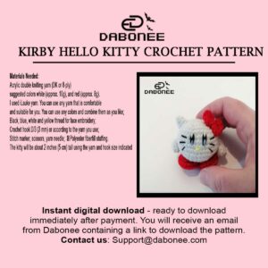 Kirby Hello Kitty Crochet Pattern PDF Instant Download