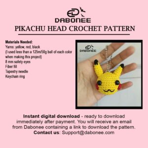 Pikachu Head Crochet Pattern PDF Instant Download