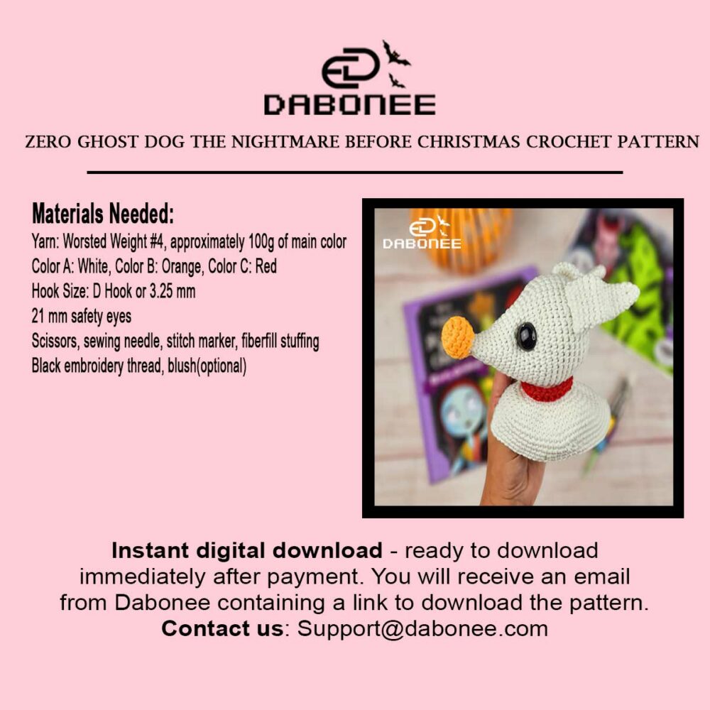 Zero Ghost Dog The Nightmare Before Christmas Crochet Pattern PDF Instant Download