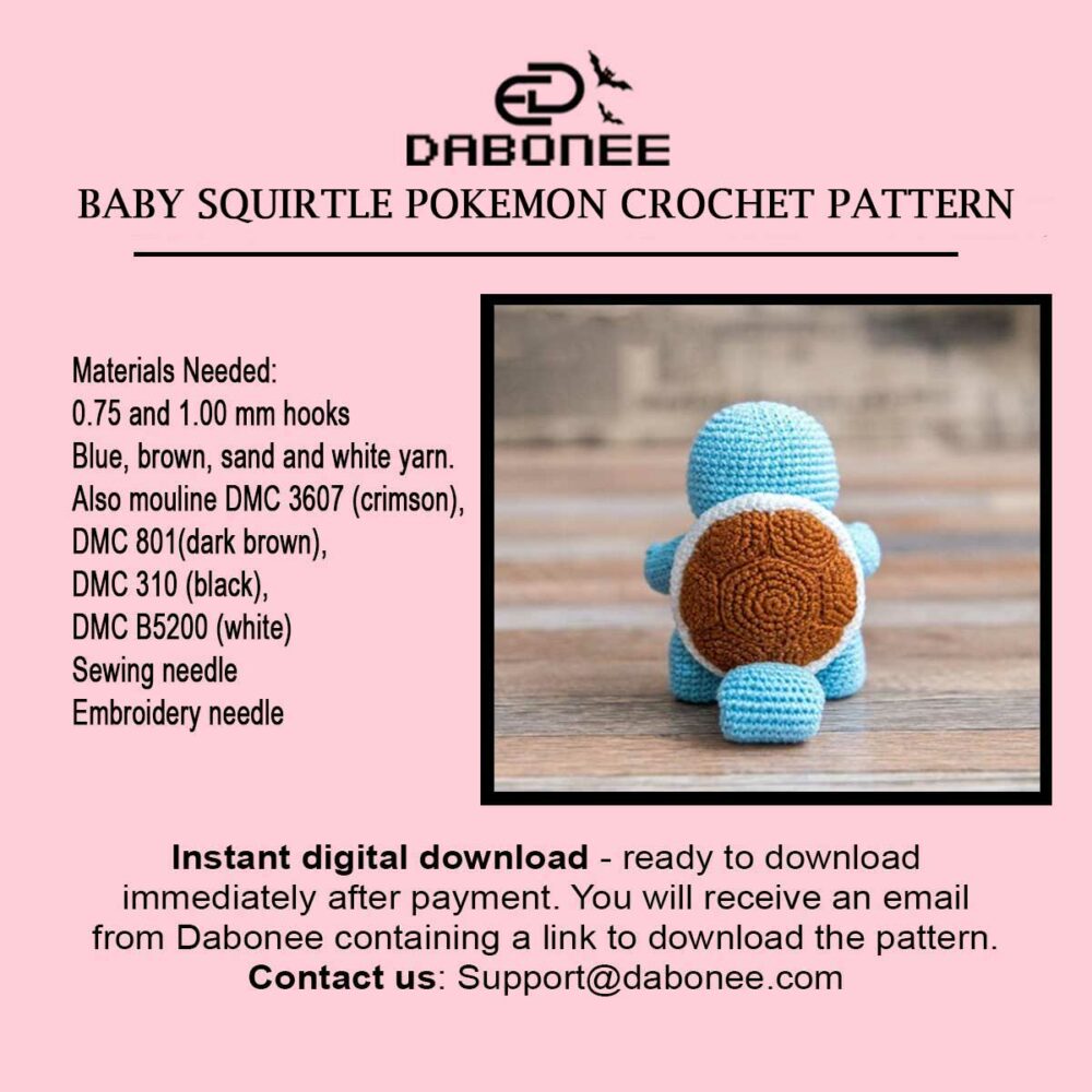 Baby Squirtle Pokemon Crochet Pattern PDF Instant Download