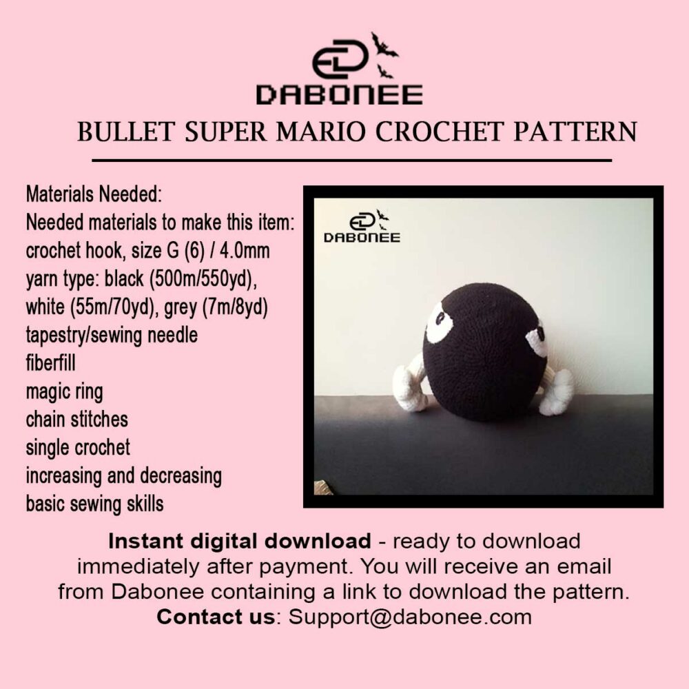 Bullet Super Mario Crochet Pattern