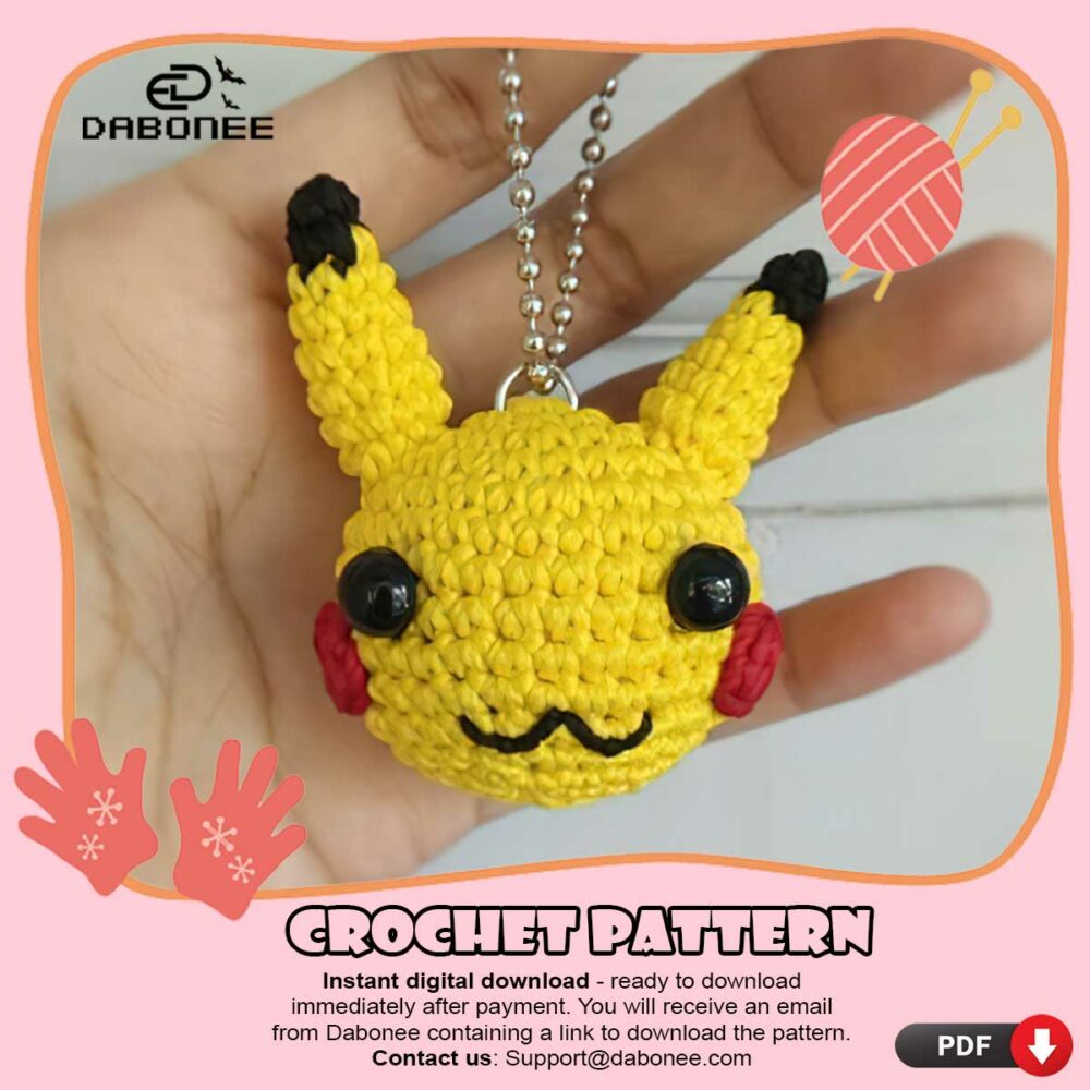 Pikachu Head Crochet Pattern PDF Instant Download