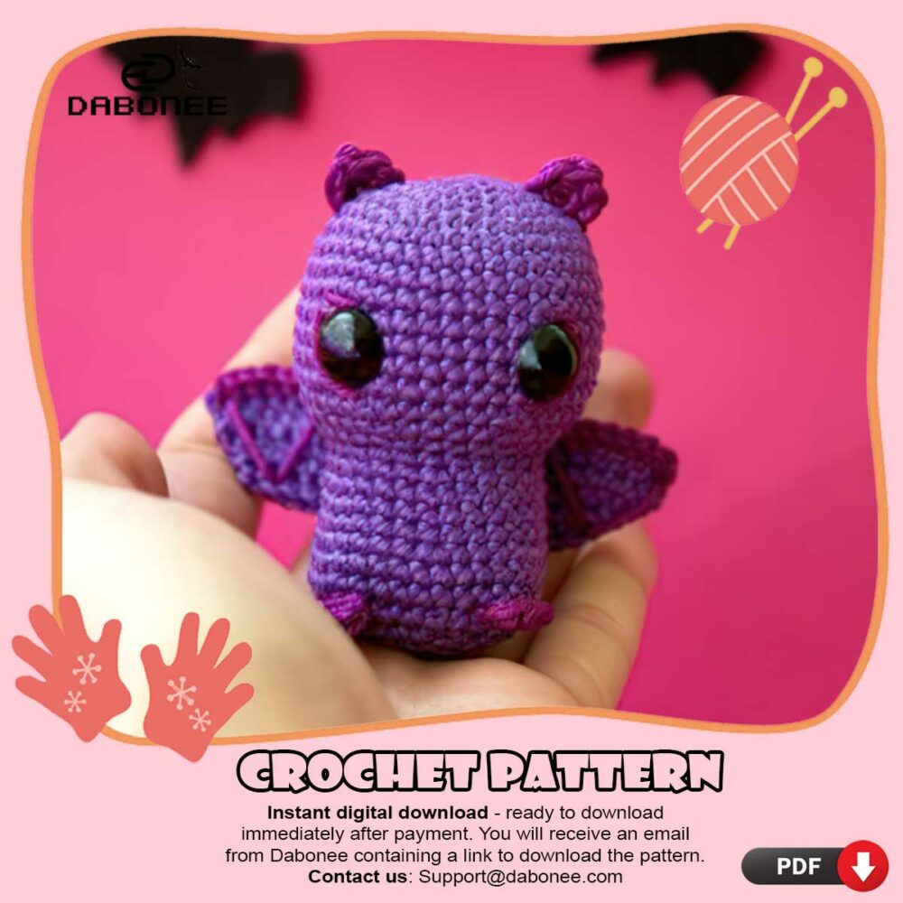 Purple Baby Bat Crochet Pattern PDF Instant Download