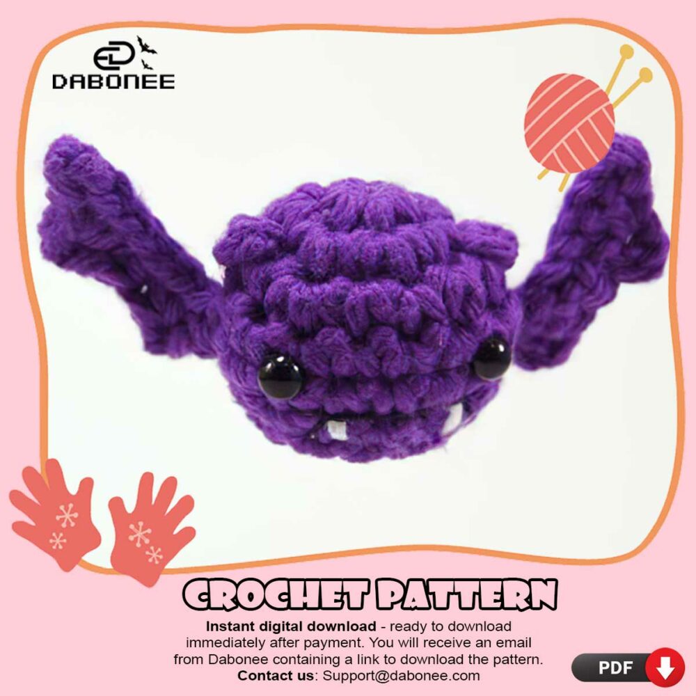 Purple Baby Bat Finger Crochet Pattern PDF Instant Downloa