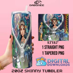 Pocahontas Disney Zipper Princess 20oz Tumbler Wrap PNG File