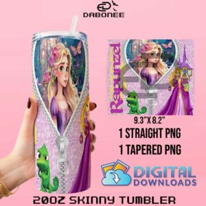 Rapunzel Disney Princess Zipper 20oz Tumbler Wrap PNG File