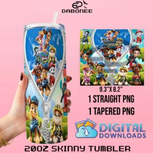 Paw Patrol The Movie Zipper 20oz Tumbler Wrap PNG File