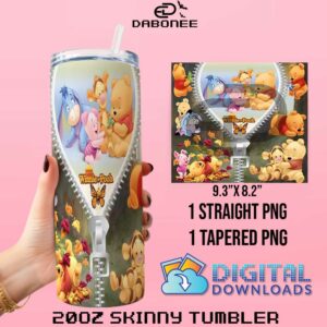 Winnie The Pooh Zipper 20oz Tumbler Wrap PNG File