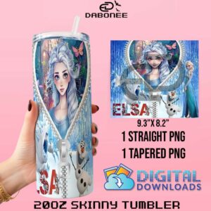 Elsa And Olaf Frozen Zipper 20oz Tumbler Wrap PNG File