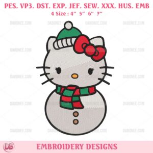 Christmas Hello Kitty Snowman Embroidery Designs