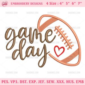 Gameday Football Embroidery Design, Football Embroidery Files