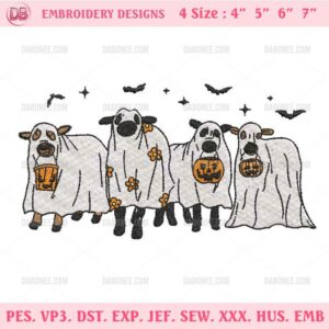 Ghost Cows Halloween Embroidery Designs