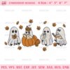 Ghost Reading Book Embroidery Designs, Autumn Leaves Book Lover Fall Halloween Embroidery Files