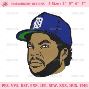 Ice Cube Rapper Embroidery Design, Ice Cube Detroit Tigers Embroidery Files