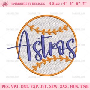 Astros Embroidery Designs, Houston Astros Baseball Ball Embroidery Design Files