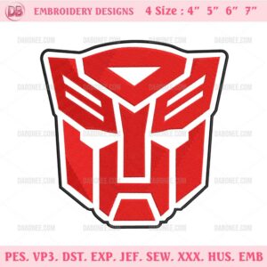 Transformers Autobot Embroidery Design Files, ATA Boy Transformers Embroidery Files