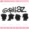 Gorillaz Embroidery Design, Gorillaz Music Band Embroidery Files