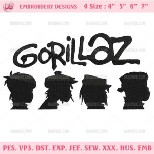 Gorillaz Embroidery Design, Gorillaz Music Band Embroidery Files