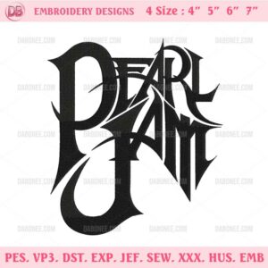 Pearl Jam Embroidery Design, USA Rock Band Embroidery Design Files