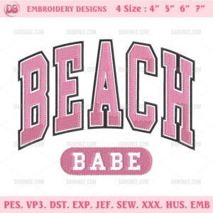 Beach Babe Embroidery Designs, Summer Embroidery Design