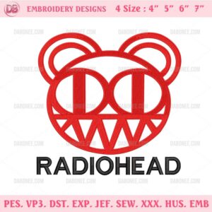 Radiohead Rock Band Embroidery Design Files