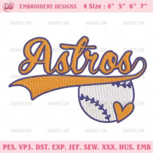 Houston Astros Machine Embroidery Design, Astros Baseball With Heart Embroidery Pattern