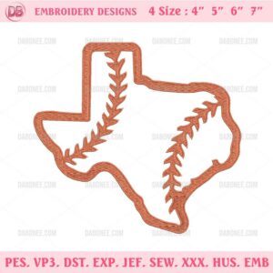 Texas Baseball Embroidery Design