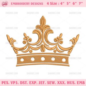 Crown Embroidery Design, Crown Embroidery Pattern