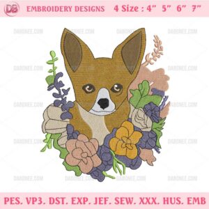 Chihuahua Floral Embroidery Design