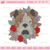 Floral Pit Bull Embroidery Design