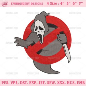 Ghostface Ghostbusters Logo Embroidery Design, Halloween Embroidery Pattern