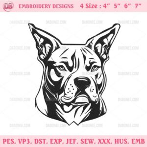 Pitbull Dog Face Embroidery Design