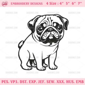 Pug Dog Machine Embroidery Design