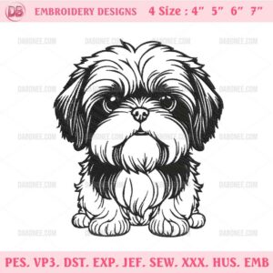 Shih Tzu Dog Embroidery Design