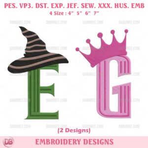 Wicked Embroidery Design Files, Glinda And Elphaba Embroidery Design Files